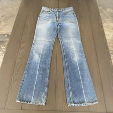 VTG Levis 517 Bootcut Jeans Mens 29x32 Stone Wash Blue Distressed Denim 1970's