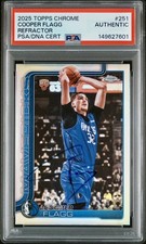 Cooper Flagg Signed 2025 Topps Chrome Refractor #251 Rookie Card PSA Pop 1 Mavs