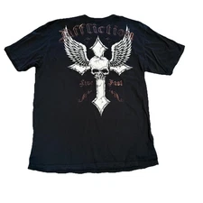 Affliction Men's Short Sleeve T-Shirt Size 3XL Skull Cross Wings Biker