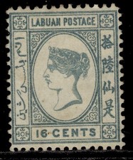 NORTH BORNEO - Labuan QV SG33, 16c grey, M MINT. Cat &pound;170.