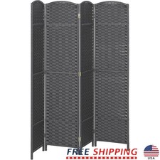Hand-Woven Privacy Room Divider Folding Screen Lightweight Durable Partition New