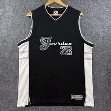 VTG AIR JORDAN 23 Jersey Mens XL Black White Embroidered Y2K Streetwear Fashion