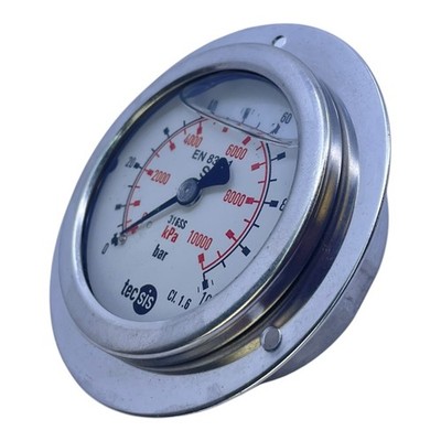 Tecsis Manometer EN 837 Druckanzeige 0 100 bar 316SS kPa Skala CL1.6 Industrie