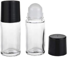 Junfamilee 2 Pcs 50ml Glass Essential Oil Roller Bottles Refillable Roll on Empt