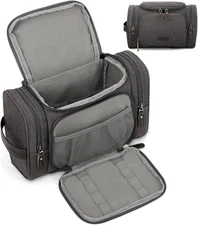 Travel Toiletry Bag for Men, Water-Resistant Canvas Dopp Kit with Wet Compartmen