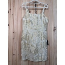 NWT Lulus Shine for Us Cream Metallic Tropical Jacquard Mini Dress Glam Party L