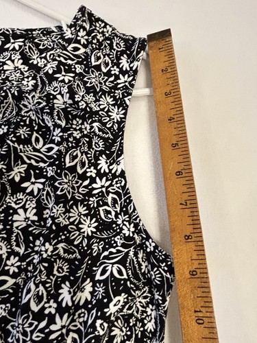 d&co Sleeveless Handkerchief Hem Dress L Black White Floral Stretch Knit Casual - Picture 7 of 9