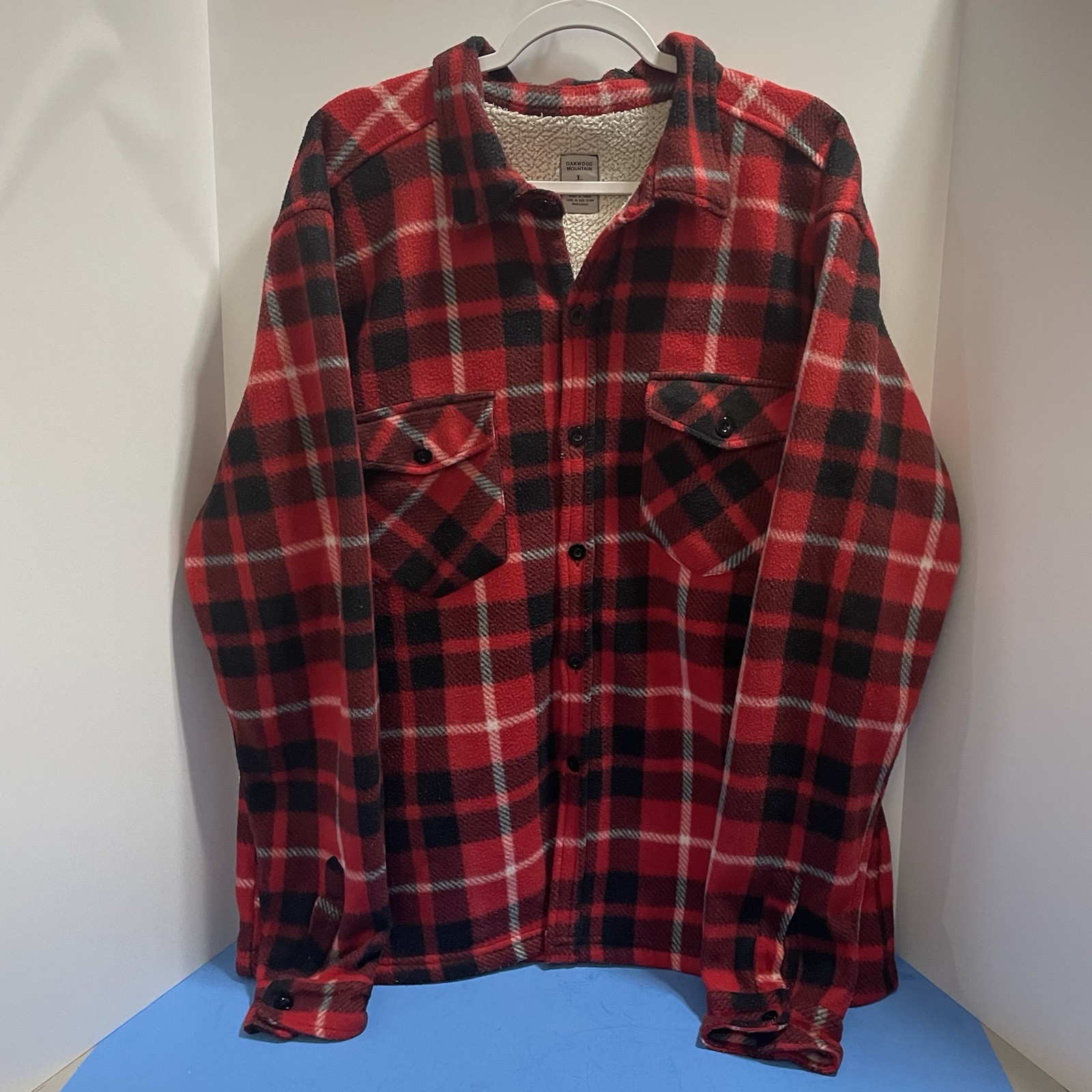 Chaqueta Camisa Oakwood Mountain Para Hombre Abotonada Polar Forrada Sherpa Talla L A Cuadros