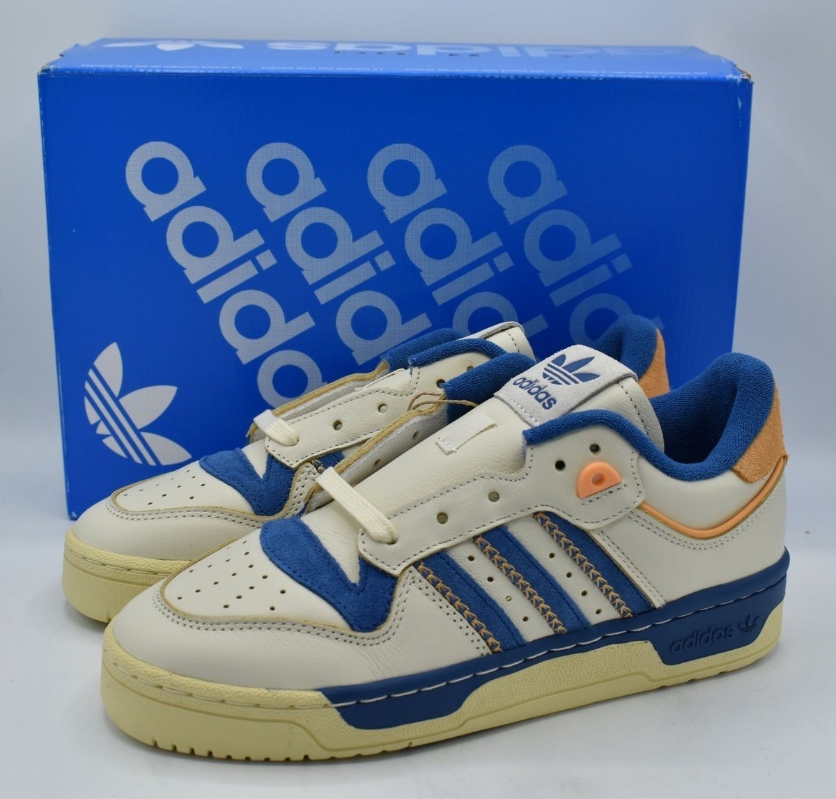 Adidas Womens Size 7 Rivalry 86 Low Blue Cream White Leather Shoes Sneakers  | eBay