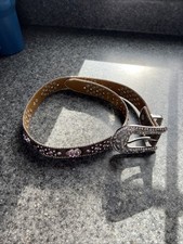 Nacona Girls Size Pink Heart Rhinestone Belt