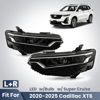 For 2020-2025 Cadillac XT6 LED Projector Headlight W/Super Cruise &Bulb L+R Pair