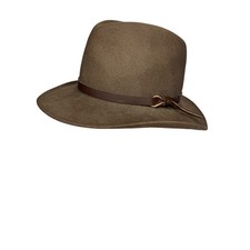 Natural Wonders Wool Felt Fedora Hat WPL 5923 Medium Brown Leather Band USA Made