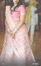 Pink Embellished Embroidered Choli with Matching Skirt and Dupatta for Women