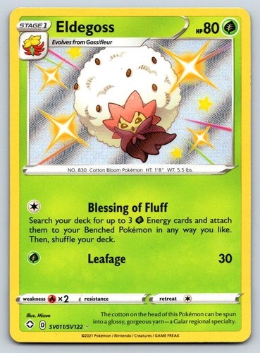 Eldegoss #SV011/SV122 Holo Shining Fates Shiny Vault (Mizue) Pokemon - NM