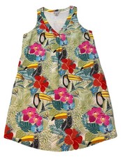 Tommy Bahama Toucan Floral Linen Blend Dress Sz Small Coastal Tropical Resort