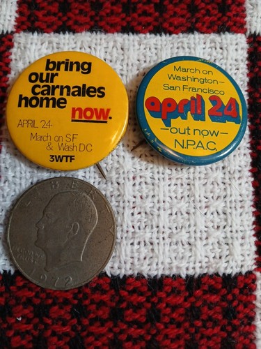 3 Anti Vietnam War Pinback Button March SF peace cause protest vintage 1969