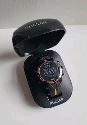 Pulsar by Seiko PQ2037X1 Digital World Time Watch Boxed W861 X010 100M Excellent