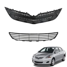  2 Pcs Front Bumper Upper and Middle Grille Assembly Set Replacement 