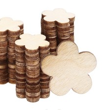 15mm Wooden Flowers, 50 Pack Unfinished Wood Flowers Blank Wooden Cutouts