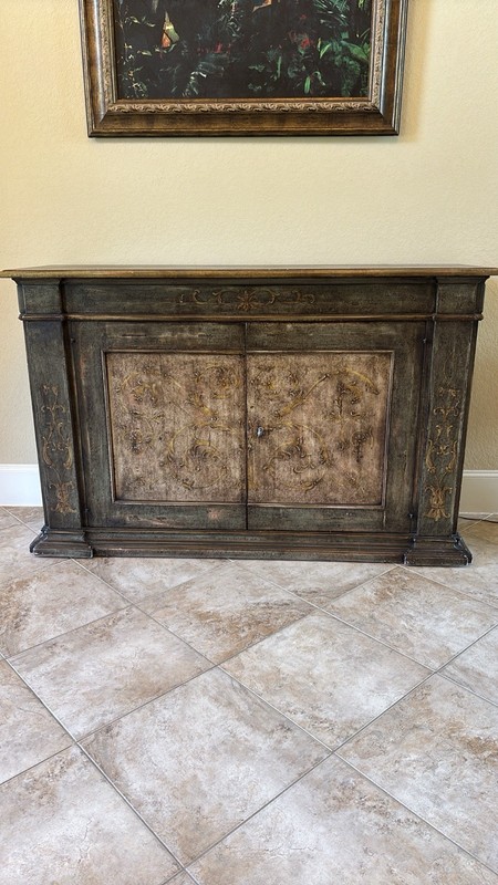 Vintage Tuscan Hand Painted Sideboard Cabinet