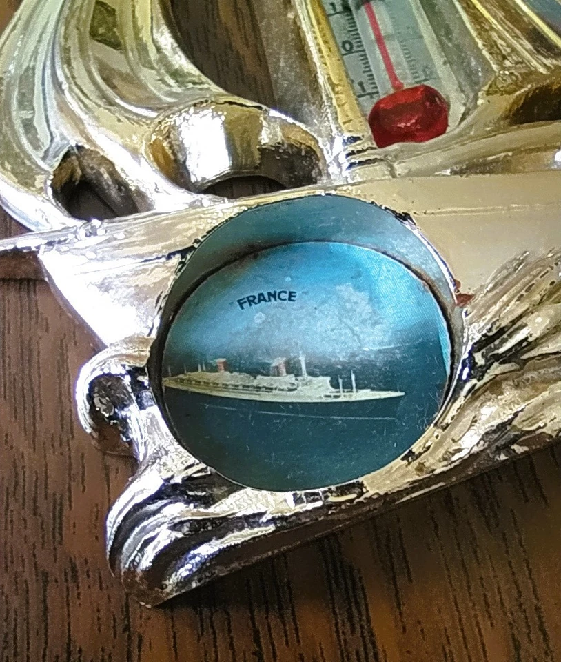 THERMOMETRE SOUVENIR AVEC PHOTO DU PAQUEBOT "FRANCE" - Photo 3/3