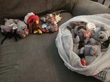 Ty Beanie Baby 1996 Pouch Kangaroo 1995 Twigs The Giraffe & 1993 Quackers Duck