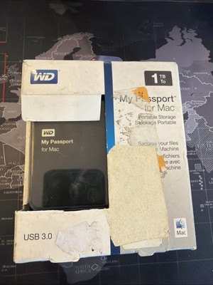 * NEW * WD 1TB Black My Passport for Mac Portable External Hard Drive - USB 3.0 