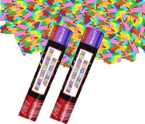 Tubo Sparacoriandoli Multicolor 40 cm 2 pezzi – Cannone Coriandoli a Pressione - Foto 4 di 4