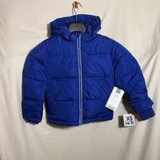 Member s Mark Boys Blue Puffer Jacket XS 4/5 Detachable Hood NWT