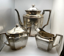 Roger’s 1847  Three-Piece Silver Plate Tea Set - Retired 'Ancestral' Pattern