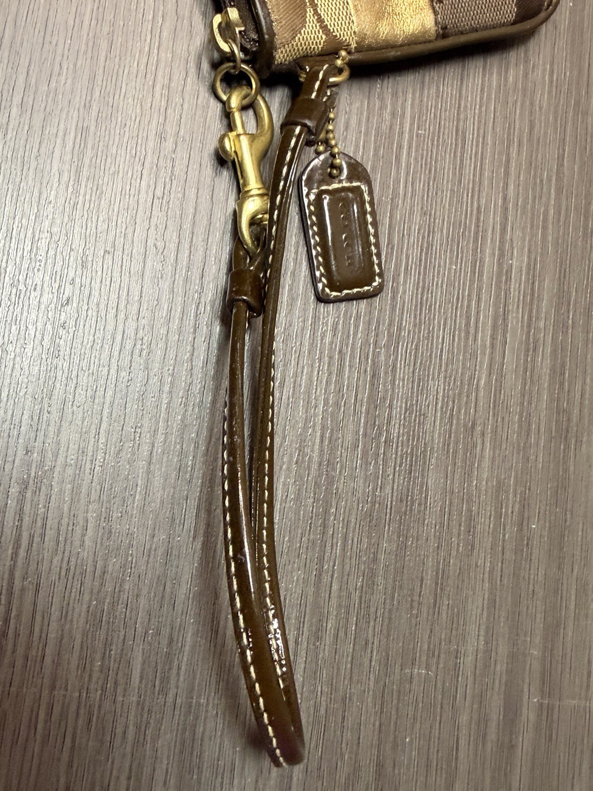 Coach Patchwork Wristlet Suede Brown Leather Clut… - image 4