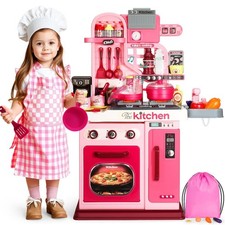 Kids Kitchen Playset, 27.1 Inches Play Kitchen with Sound and Light, Kitchen ...