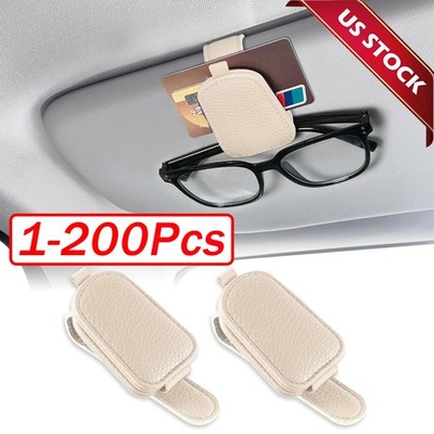 Magnetic Leather Sunglasses Holder For Car Sun Visor Eyeglass Hanger Clip Lot