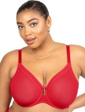 Curvy Couture Sheer Unlined Underwire Plunge Bra 34-46 B-H