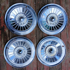 Vintage 1950s Set Of 4 Ford 14 Turbine Hubcaps 1957 58 Fairlane Ranchero T-bird