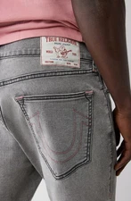 Ricky Straight Leg Jeans True Religion Men's Relaxed Grey Crisp Wash 700222 New