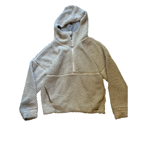 OFF WHITE Prana Permafrost mezza zip sherpa felpa con cappuccio pullover tasca sherpa panna M