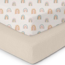 Muslin Crib Sheets 100 Organic Cotton Baby Sheets for Boys Girls,2 Pack Mu...