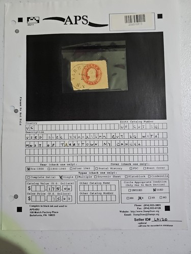 scott catalog#U8 Cut Sq Tarrytown N.Y Cancel Very Rare
