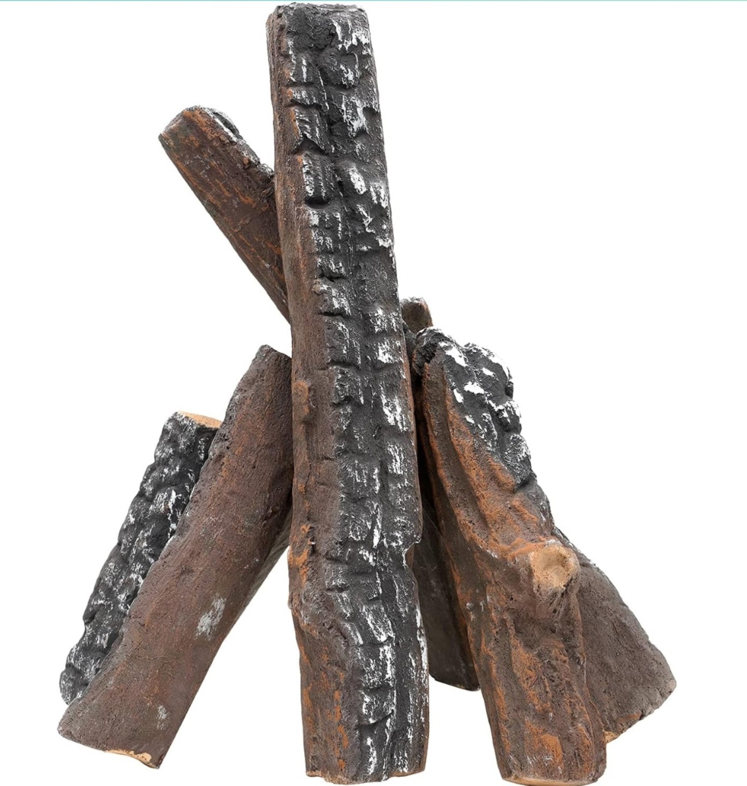 Skyflame 8 Small Piece Set of Ceramic Wood Logs and Accessories for All Types of