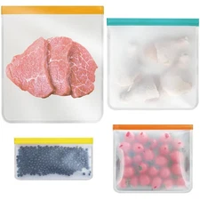 12 Pcs Reusable Food Storage Bags, 4 Type Different Sizes Leak Proof Reusable...