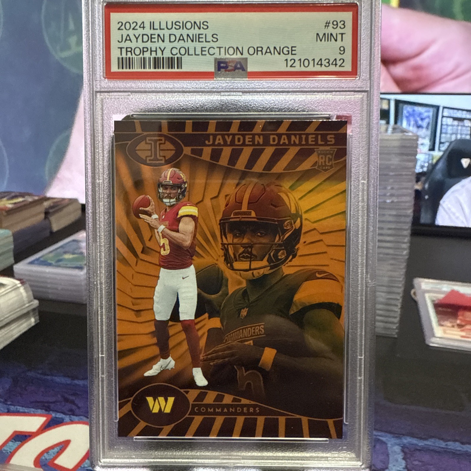 2024 Panini Illusions - Jayden Daniels #93 Trophy Collection Orange (RC) PSA 9
