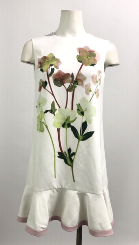Victoria Beckham For Target Girls Flared Hem Floral Dress SZ XL Off White