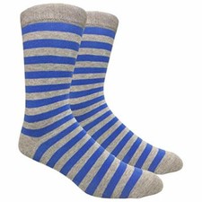 Novelty Fun Crew Print Socks for Dress or Casual Stripe Grey/Blue SDB5 