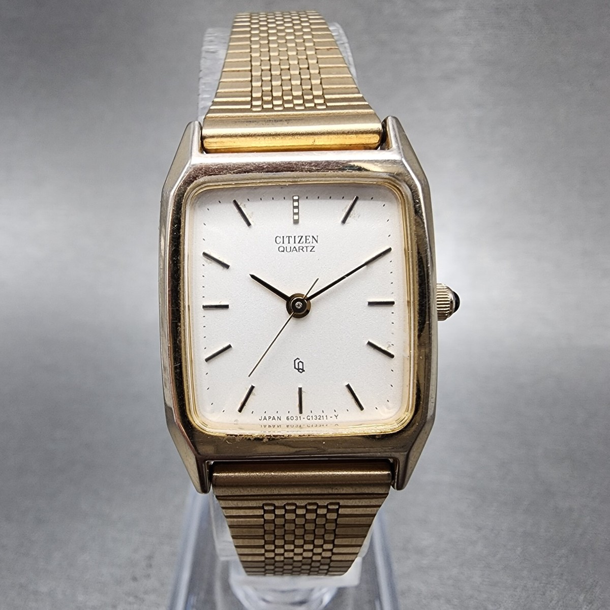 Citizen CQ Tank Watch Women 21mm White Dial Gold Tone 
