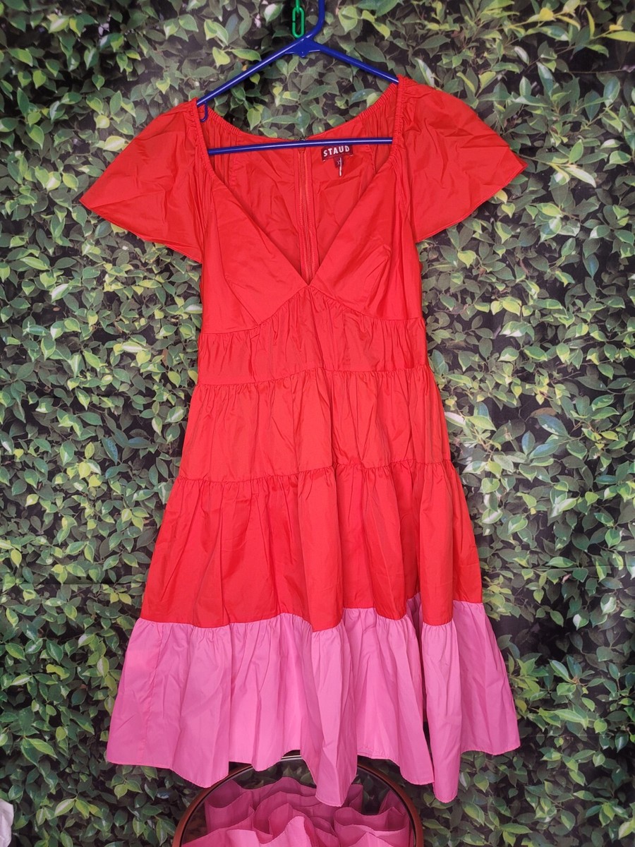 staud red and pink dress Staud sparkly pink and red knit dress by Staud