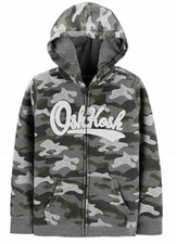 OshKosh B'gosh Boy's Heritage Logo Full Zip Hooded Sweatshirt NWT Size 6 Camo