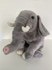 FAO Schwarz Plush Gray Elephant w/ Tusks 13" x 18"