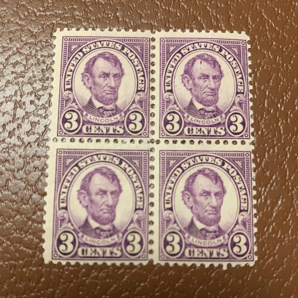 Vintage US Stamp Lincoln 3c Plate Block of 4 - Image 3 of 4