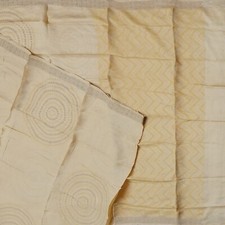 Namaste Vintage Cream Sarees 100 Pure Silk Woven Indian Sari 5YD Craft Fabric